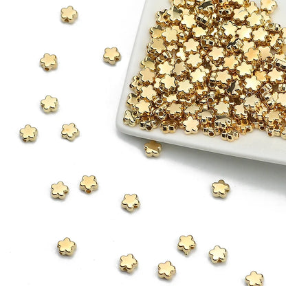 100-400pcs Gold Color Beads 4mm 6mm CCB Cube Crown Heart Pendant Star Spacer Loose Beads for Love Jewelry Making Bracelets DIY S