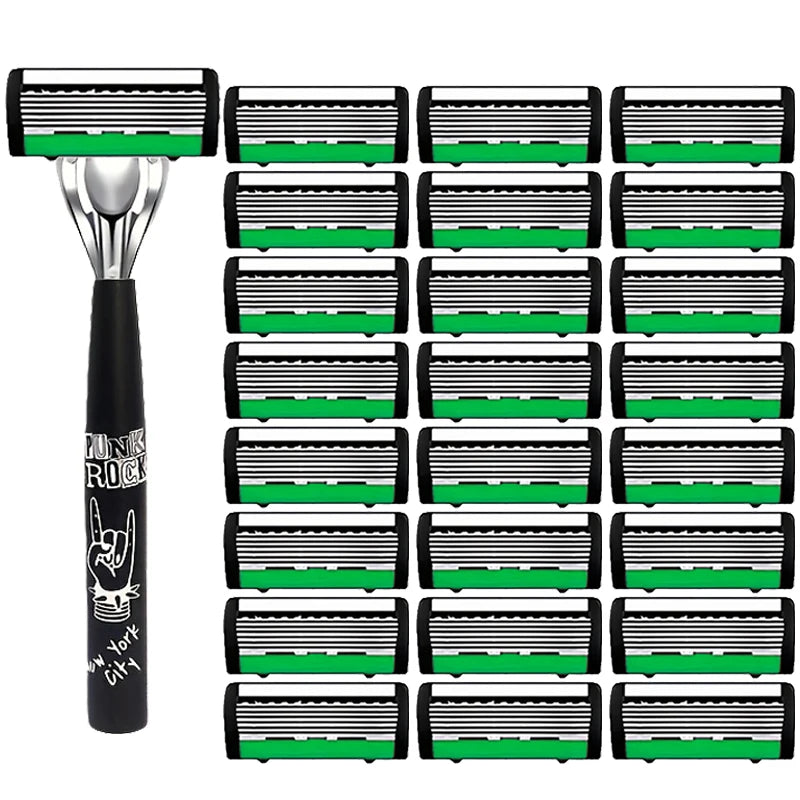 6-Layer Safety Razor Stainless Steel Progressive Blade Easy to Shave Men's Shaving and Women's Hair Removal Shaving Tools