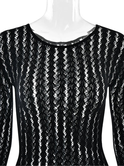 Sexy See Through Jumpsuits for Woman Summer One Pieces Night Club Party Romper Jumpsuit Women Black Long Sleeve Bodycon Jumpsuit