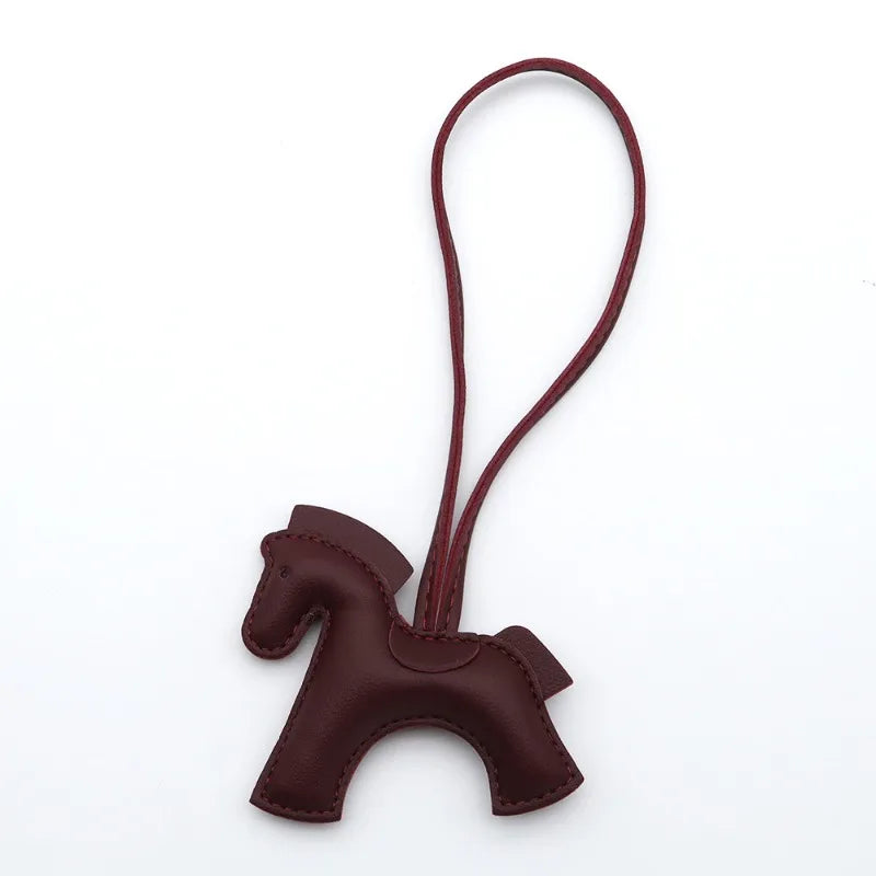 Fashion Horse Keychain All-around PU Leather Horses Embellishment for Female Car Key Chain Handbag Decoration Jewelry Gifts