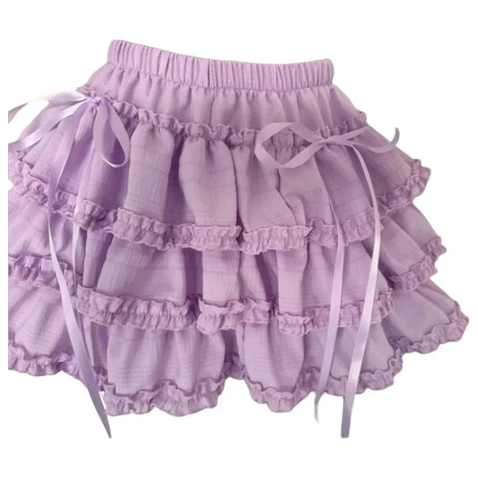 Women's Purple Tiered Ruffle Mini Skirt