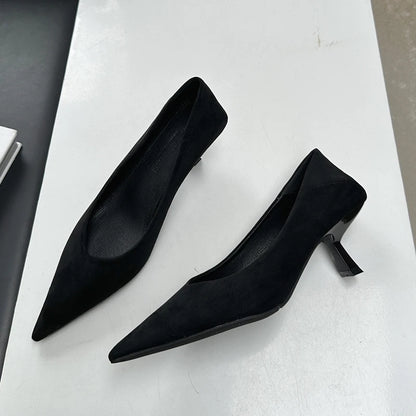SUOJIALUN 2024 Autumn Pointed Toe Women Sexy Shallow Slip On Pumps Shoes Fashion Thin High Heel Ladies Elegant Dress Boat Shoes