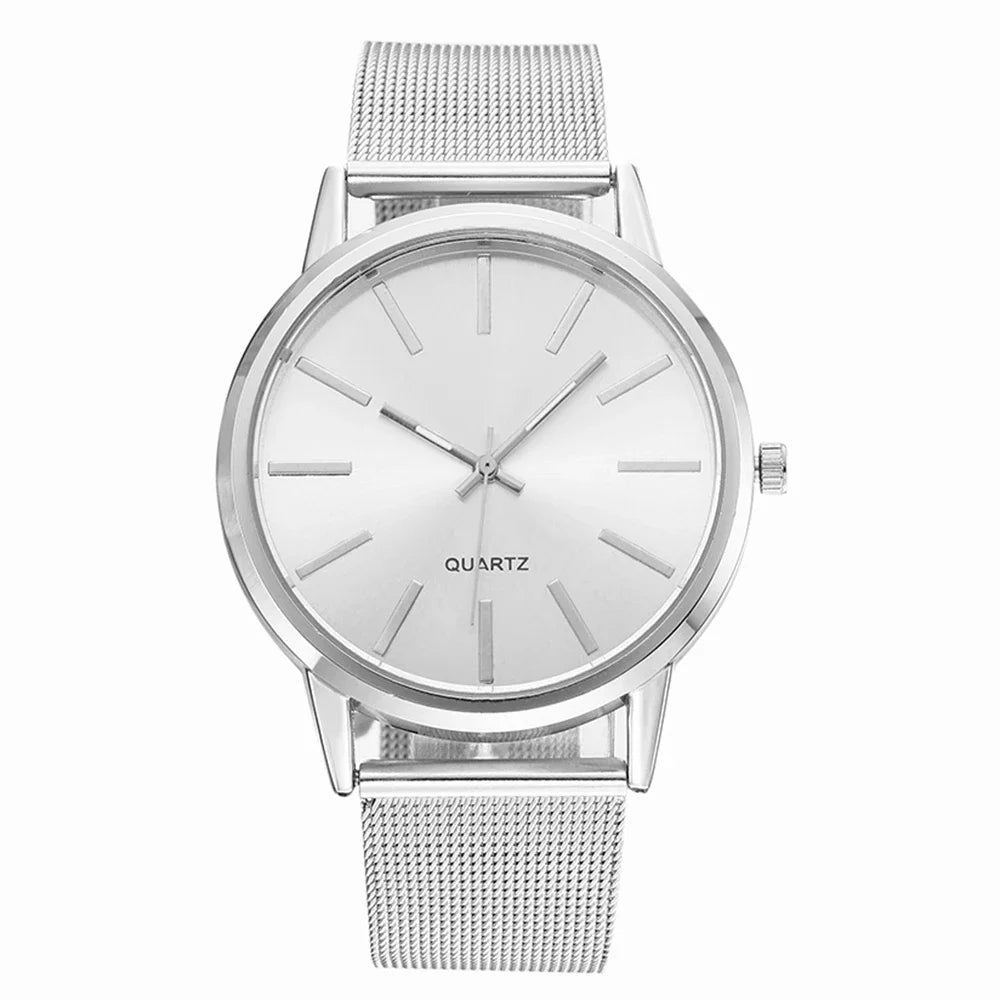 Fashion Women Watches Luxury Metal Analog Quartz Wristwatch Sliver Mesh Belt Simple Elegant Ladies Watch Relogio Feminino