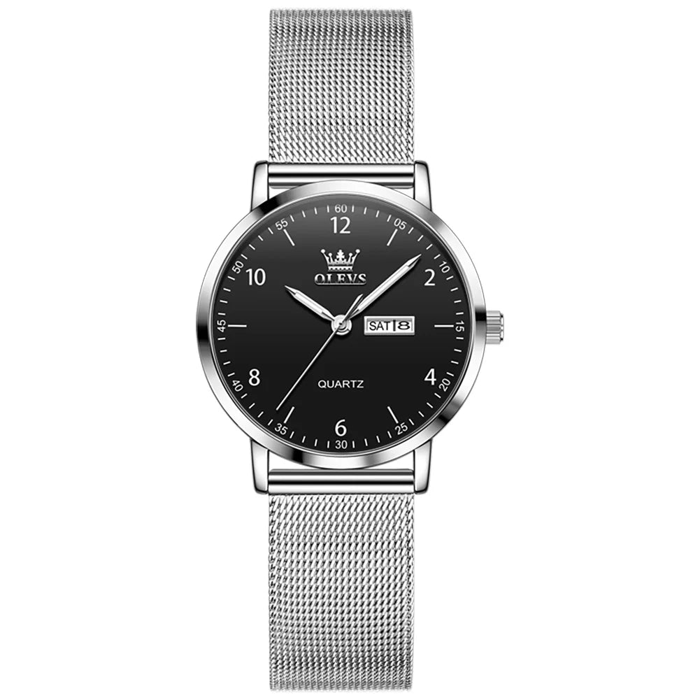 OLEVS Women's Watches for Ladies Female Wrist Watch Leather Band Waterproof Thin Minimalist Casual Simple Dress Analog Quartz