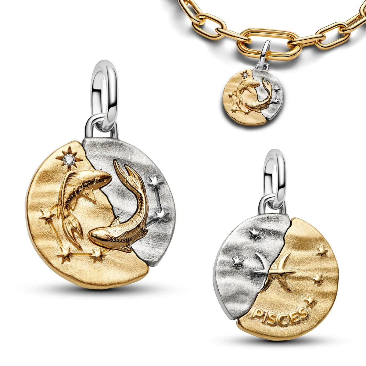 925 Sterling Silver Zodiac Coin Charms 12 Constellation Coin Pendant Crystal Lucky Amulet Beads Bracelet Necklace DIY Jewelry