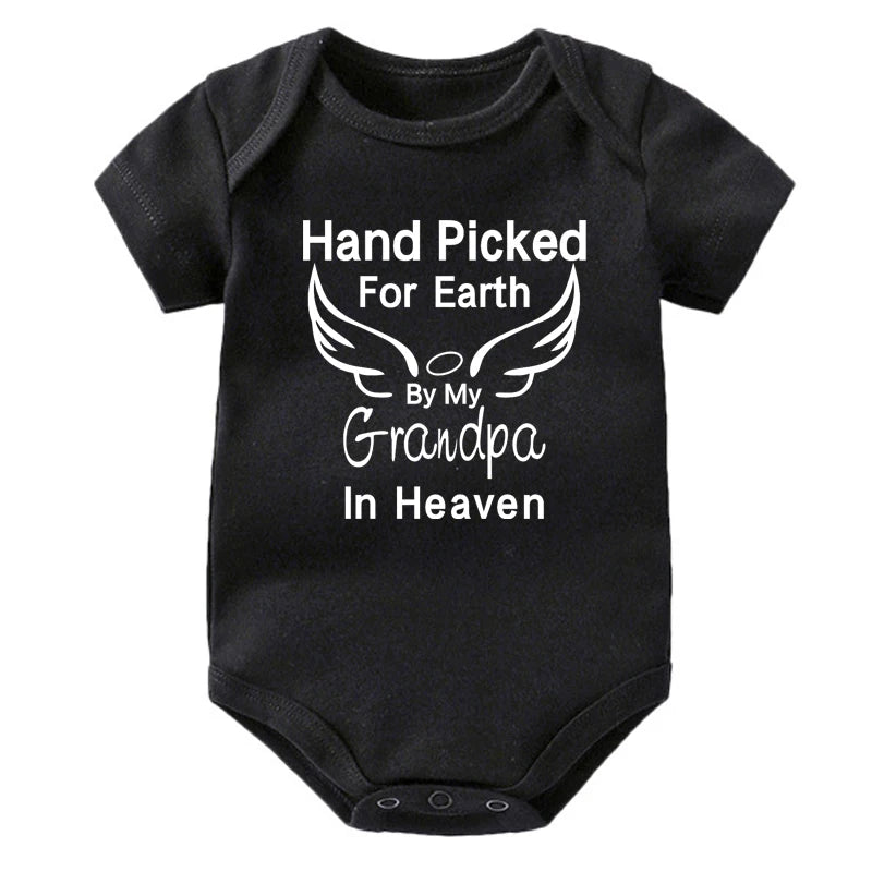 Hand Picked for Earth By My Grandpa/grandma In Heaven Baby Bodysuit Romper Summer Short Sleeve Jumpsuit Ropa