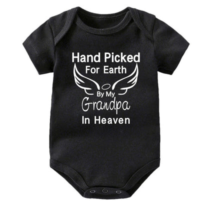 Hand Picked for Earth By My Grandpa/grandma In Heaven Baby Bodysuit Romper Summer Short Sleeve Jumpsuit Ropa
