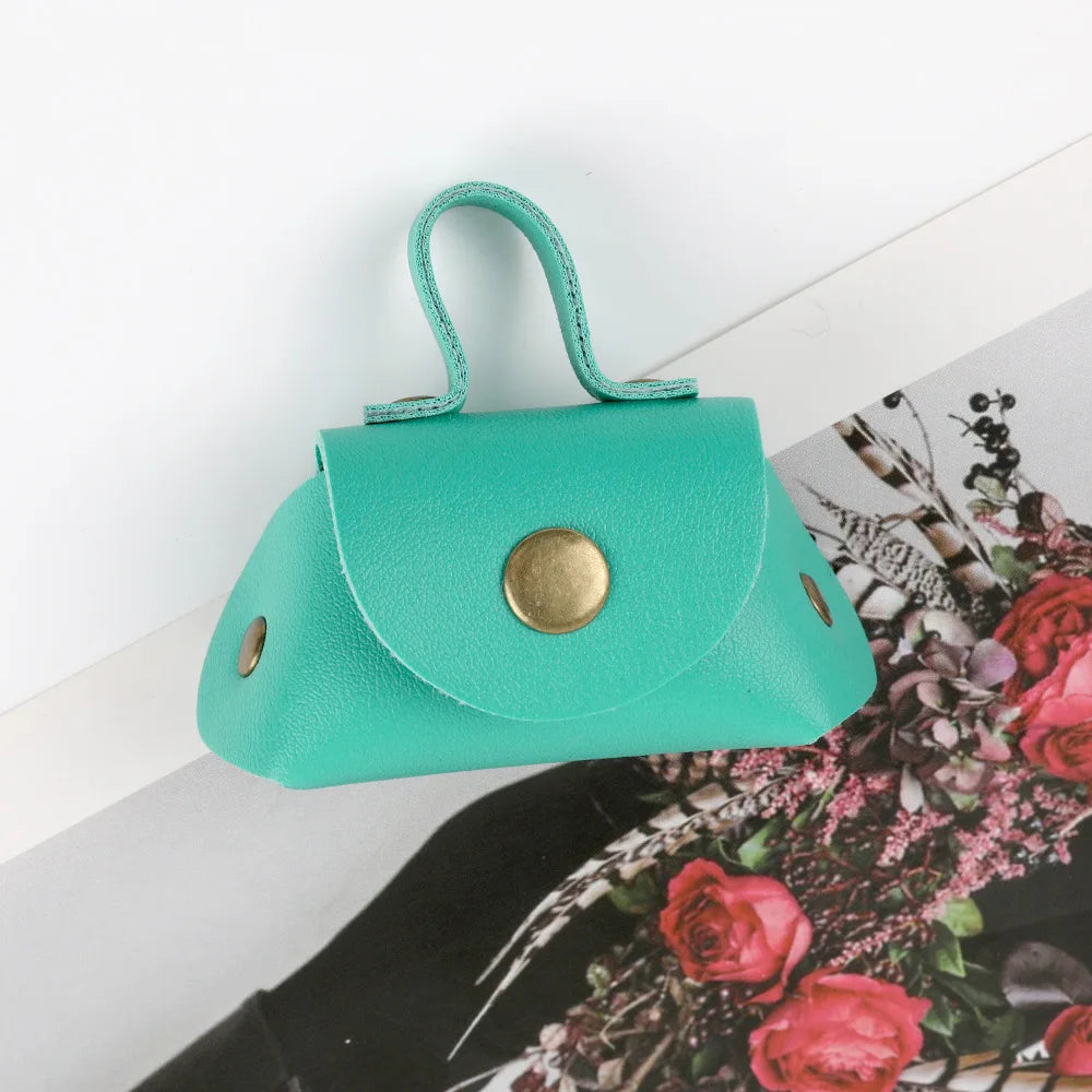 LATS Retro Cute Small Leather Bag Long Necklace for Women Fashion Sweater Chain Neck Hanging Jewelry Versatile Accessory Gift