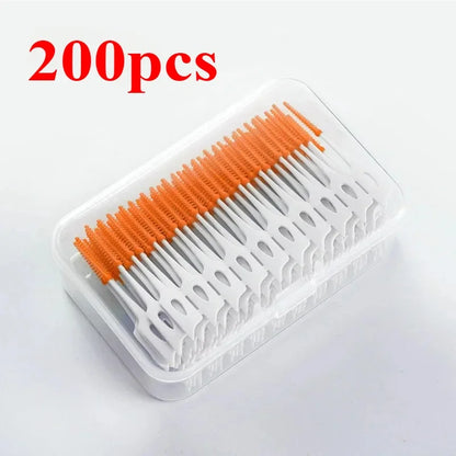40-400pcs Silicone Interdental Brushes Toothpicks Brushes Between Teeth Silicone Toothpicks With Thread Oral Cleaning Tools