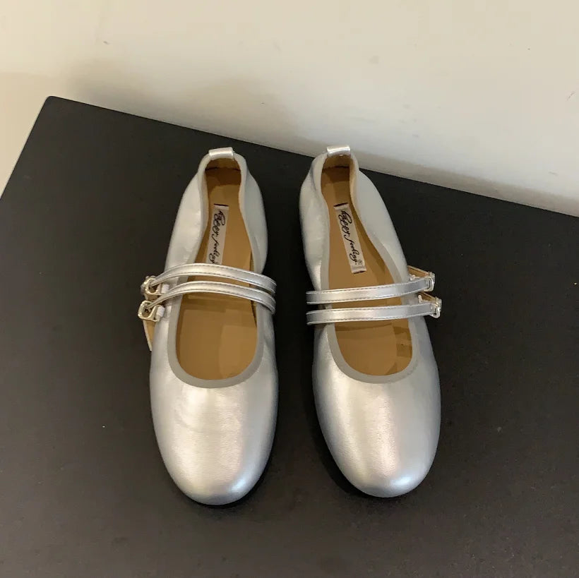 Female Shallow Luxury Fashion Buckle Strap Footwear New In 2026 Ladies Flats With Shoes Flats Mary Janes Shoes