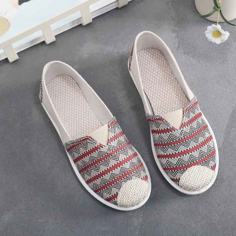 Breathable Mesh Lightweight Casual Shoes Women Fashion Women Slip on Flats Print Fisherman Shoes on Flats Shoes Zapatos De Mujer