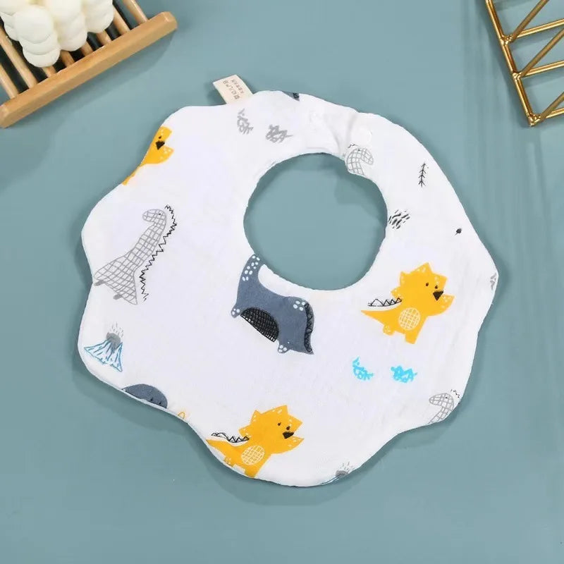 Baby Gauze Bibs Pure Cotton Class A Saliva Towel Milk Spilt Prevent Grass and Wood Dyed 360 Degrees Newborn Bib