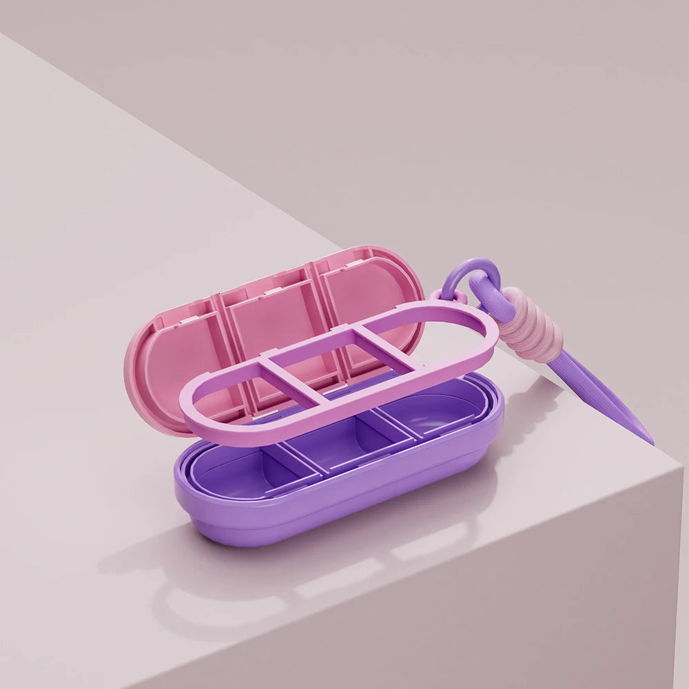 2026 Portable Colorful 3 Spaces Medicine Case Health Care Container Pill Box Splitters Travel Pill Box Tiny Box Easy to Carry