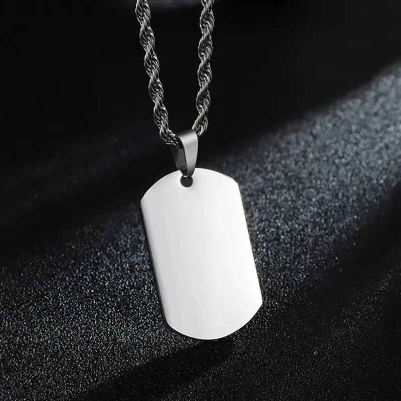 Stainless Steel Jewelry Mens Custom Engraved Name Photo Animal Necklace for Women Personalized Square Pendant Family Party Gift
