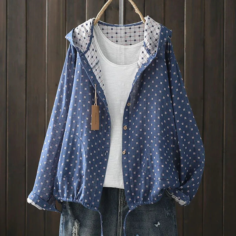 New Hooded Printed Shirt Casual Loose Top