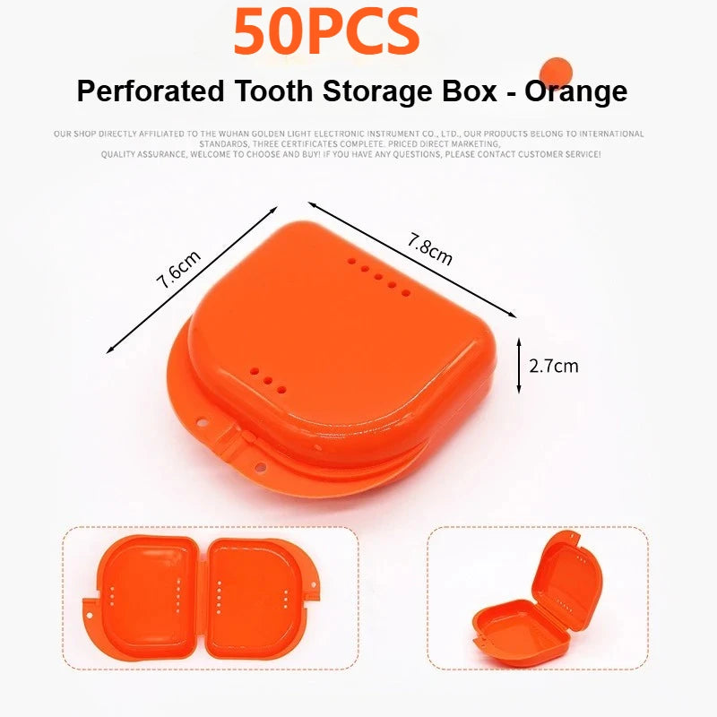 50PCS Denture Storage Box Denture Placement Device with Breathable Holes Orthodontic Prosthesis Teeth Boxes Dental Retainer