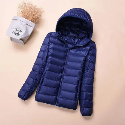 Autumn Winter New Parkas Down Coat Women's Short Stand-UP Collar Hooded Warm Cotton Padded Jacket Large Size Outcoat Female Tops