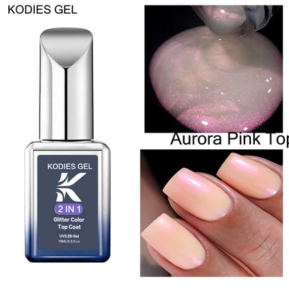 KODIES GEL Diamond Top Coat for Nail Varnish 15ML Super Shine UV Gel Nail Polish Soak Off Semi Permanent Glitter Topcoat No Wipe