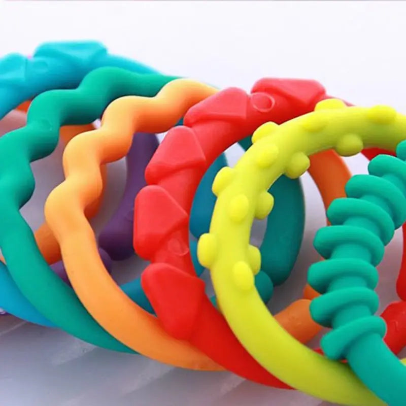24pcs Food Grade Soft Plastic Teethers Multi Circle Ring Shaped Baby Teether Rodent Nursing Accessories for Baby Drop Shipping