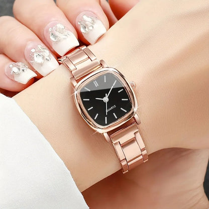 Trendy Steel Strap Luxury Wrist Watches Square Small Dial Fashion Style Ladies Bracelet Watch Versatile Quartz Watch