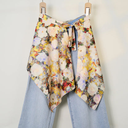 Streetwear Layering Pannier Skirt with Side Tie, Paisley Polka Dot Leopard Print Hem, Multifunctional Apron Skirt for Dresses