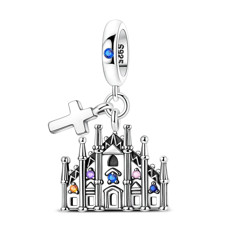 925 Sterling Silver Famous Buildings Charms Bead Milan Cathedral Colosseum Eiffel Tower Dangle Fit Original Bracelet DIY Jewelry