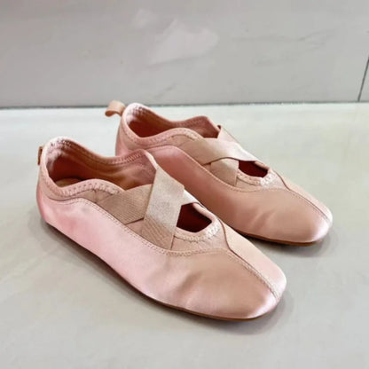 Brand Designer Women's Ballet Flats Round Toe Soft Sole Lightweight Satin 2026 Spring Sweet Dancing Mary Jane Shoes for Ladies