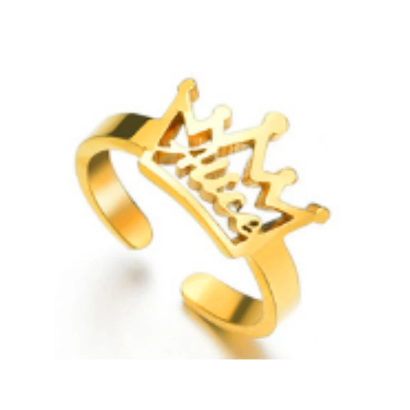 Treebud Custom Name Rings for Women Men Stainless Steel Personalized Nameplate Adjustable Ring Jewelry Gifts Dropshipping