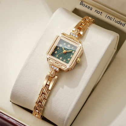 Elegant Square Women Quartz Watch Fashion Rhinestone Bracelet Strap Ladies Wristwatches Reloj Mujer（Without Box）