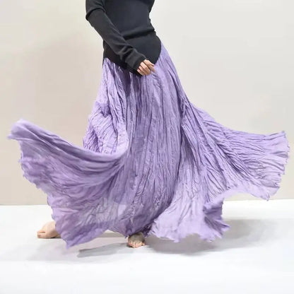 Pleated Long Skirts Women 2026 Spring Summer Fashion Loose Casual Elegant Maxi Skirt