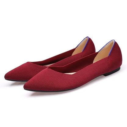 Women's Shoes Mesh Breathable Pointed Toe Flat Shoes Fashion Soft Bottom Knitted Shoes Female Casual Slip on Footwear Loafers85