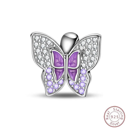Spring Day 925 Sterling Silver Sunflower Azalea Peony Butterfly Flower Charms Beads Fit 3mm Bracelets DIY Fine Jewelry Making