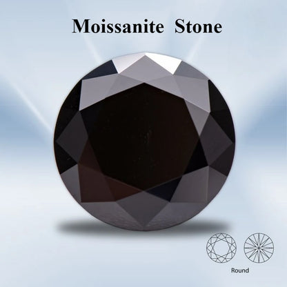 Moissanite Loose Stone Black Color Round Cut 0.5-5.0ct  Synthetic Loose Gemstone With Certificate