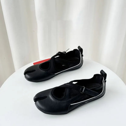 Cross split toe Mary Jane Single Shoes Women 2026 New Versatile Flat Ballet Casual Shoes