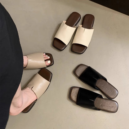 Stylish Minimalist Single-strap Sliding Sandals Solid Color Women's Slippers 2024 Summer New Outdoor Casual Opentoe Flats autumn