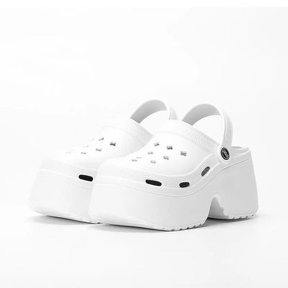 Home Slipper Platform High Heel Wedge Clog Woman charm Sandal Flip Flops Beach Chunky House Cloud Shoe Female Slides Outdoor