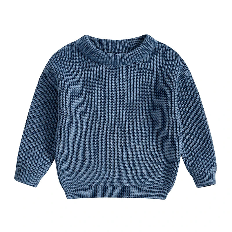 Autumn Winter Newborn Baby Girl Boy Knitted Long Sleeve Sweater Solid Loose Pullover Casual Tops Children Sweater Kids Clothes