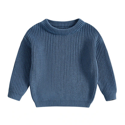 Autumn Winter Newborn Baby Girl Boy Knitted Long Sleeve Sweater Solid Loose Pullover Casual Tops Children Sweater Kids Clothes