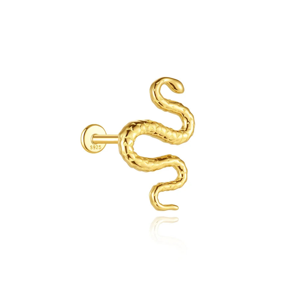 AIDE 925 Sterling Silver Shiny Hollow Lotus Flower Crown Flat Back Internal Thread Piercing Earring For Women INS Dainty Luxury