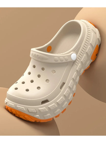 Thick soled perforated shoes for men's summer new trend slip resistant wear-resistant and odorless sandals for driving