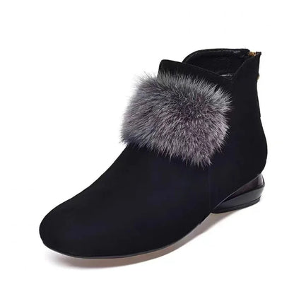 Botas Mujer Shoe for Women 2023 Winter Plush Warm Women Boot Low Heel Non-slip Commuter Ladies Shoe Fashion Zipper Ankle Boot
