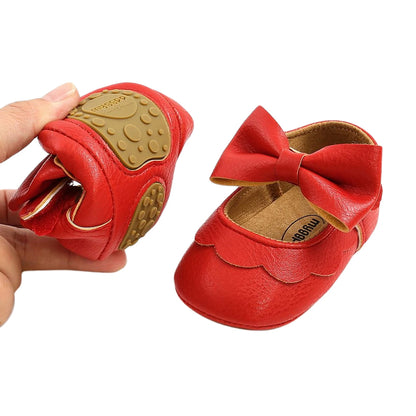 Baby Girls Flat Shoes, First Walker BowKnot Solid Soft Sole Shoes Newborn Girls Princess Shoes