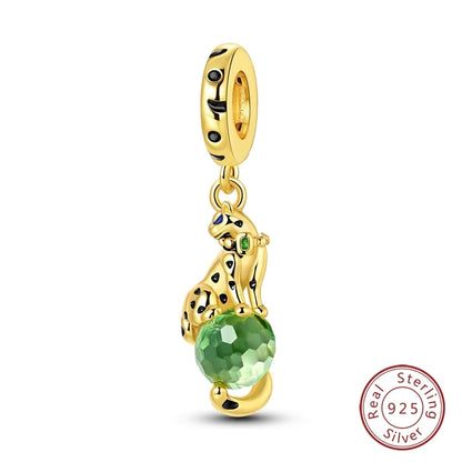Hot Sales 925 Sterling Silver Golden Series Charms Leopard Little Bear Starfish Bow Bead Fit Original Bracelet DIY Women Jewelry