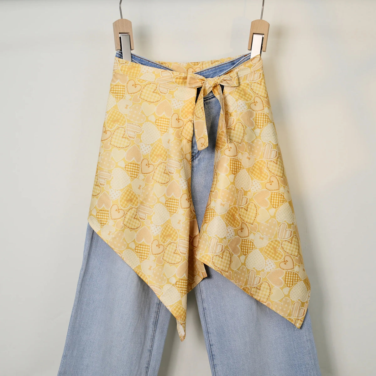Streetwear Layering Pannier Skirt with Side Tie, Paisley Polka Dot Leopard Print Hem, Multifunctional Apron Skirt for Dresses