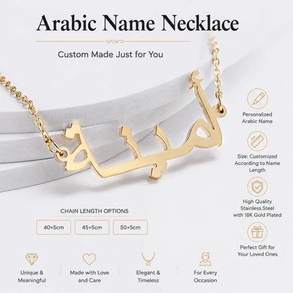Qitian Custom Arabic Name Necklace Personalized Nameplated Name Necklaces Stainless Steel Arabic Pendants Women Choker Bijoux