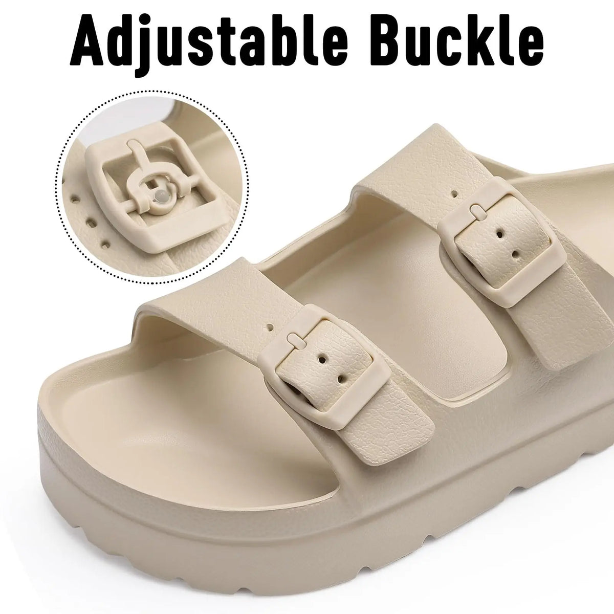 Comwarm New Women's Platform Sandals With Arch Support Lightweight Slip on Eva Slides Summer Beach Sandal with Adjustable Buckle