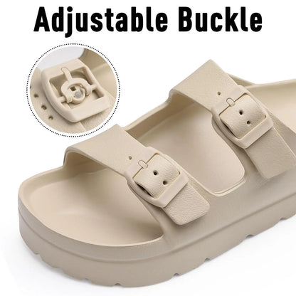 Comwarm New Women's Platform Sandals With Arch Support Lightweight Slip on Eva Slides Summer Beach Sandal with Adjustable Buckle