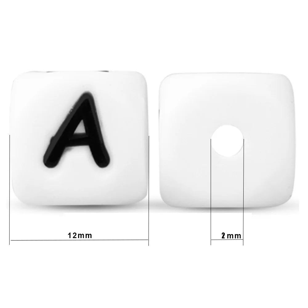 Kovict 10~50Pcs/Lot Silicone Letters Bead 12mm English Alphabet Beads For Jewelry Making DIY Personalized Name Chain Accessories