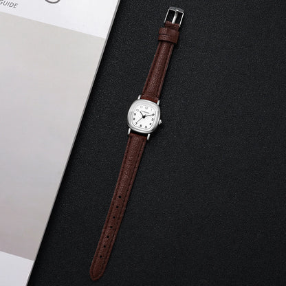 Minimalist Square Ladies Watch Brown Leather Strap Rose Gold Case Fashion Women Quartz Wristwatch Relogio Feminino (Without Box)