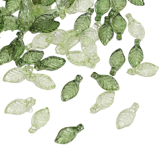 100pcs Acrylic Mini Small Tree Leaf Hand Beaded DIY Handmade Necklace Earrings Loose Bead Separated Bead Jewelry Accessory Mater